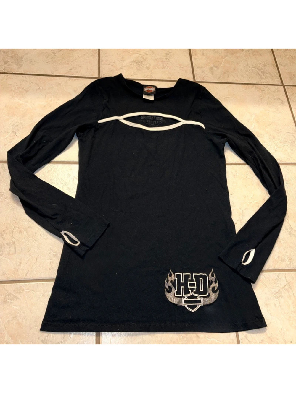 Harley Davidson Y2K Alternative black long sleeve mini dress